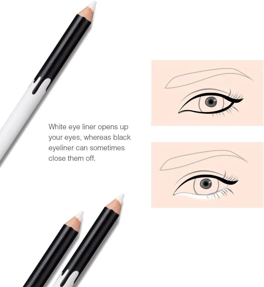 12 white and black eyeliner pencils with a sharpener for eyebrows, eyeshadow, and lips