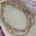Women's natural pearl bracelet and necklace set with 14K gold gilded purple silver finish