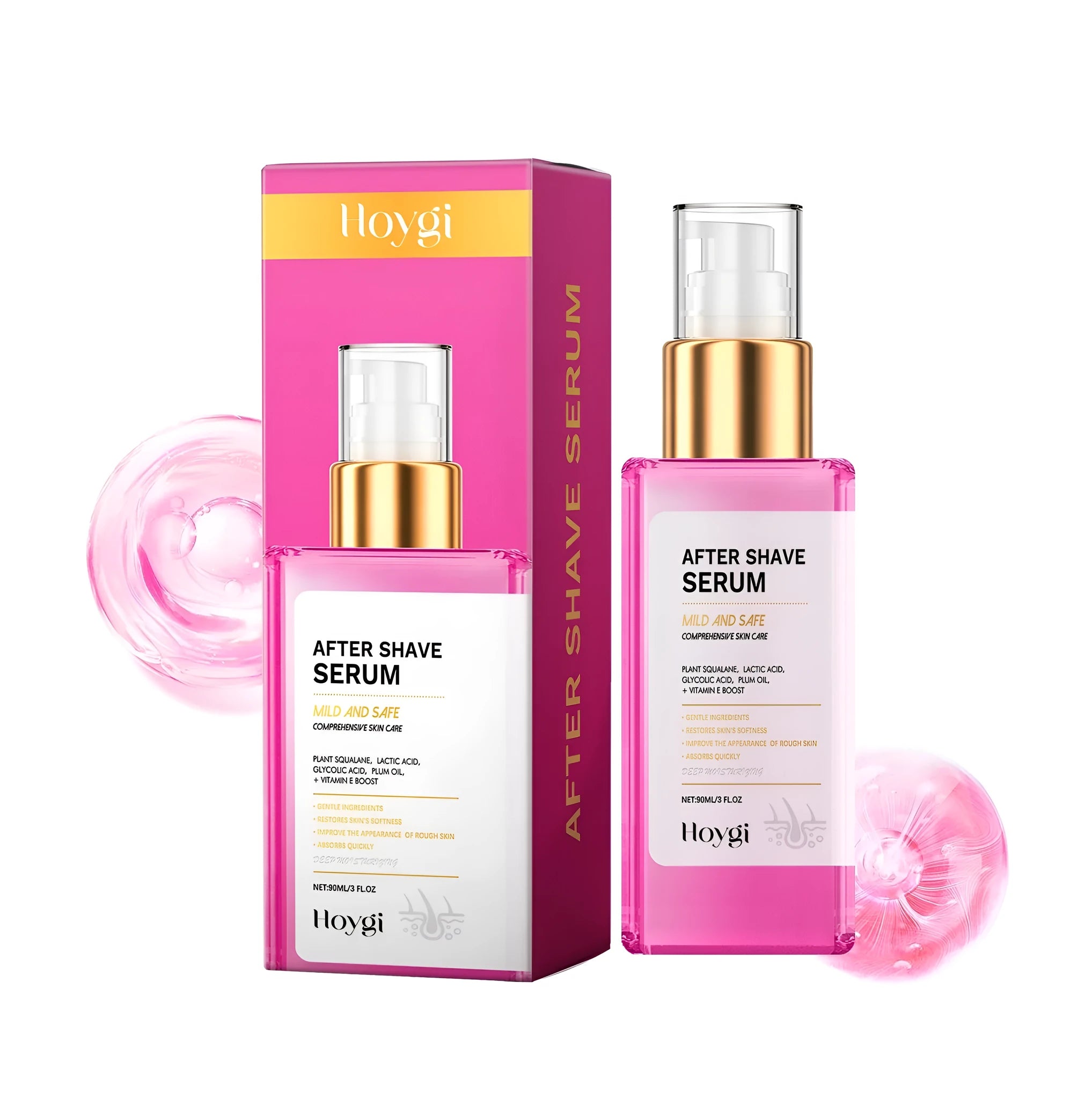 60ml bottle of hair removal and shaving repair liquid with ingredients glycerin, lactic acid and plant oils.