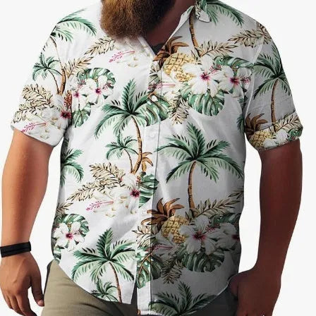 Men's plus size short sleeve cardigan in polyester, slim fit, digital print, available in sizes S to 5XL