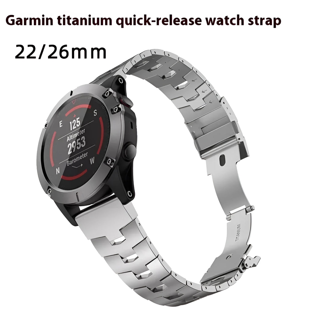 Garmin Fenix series watch strap replacement in silver, black, Titanium colour for 22mm or 26mm widths