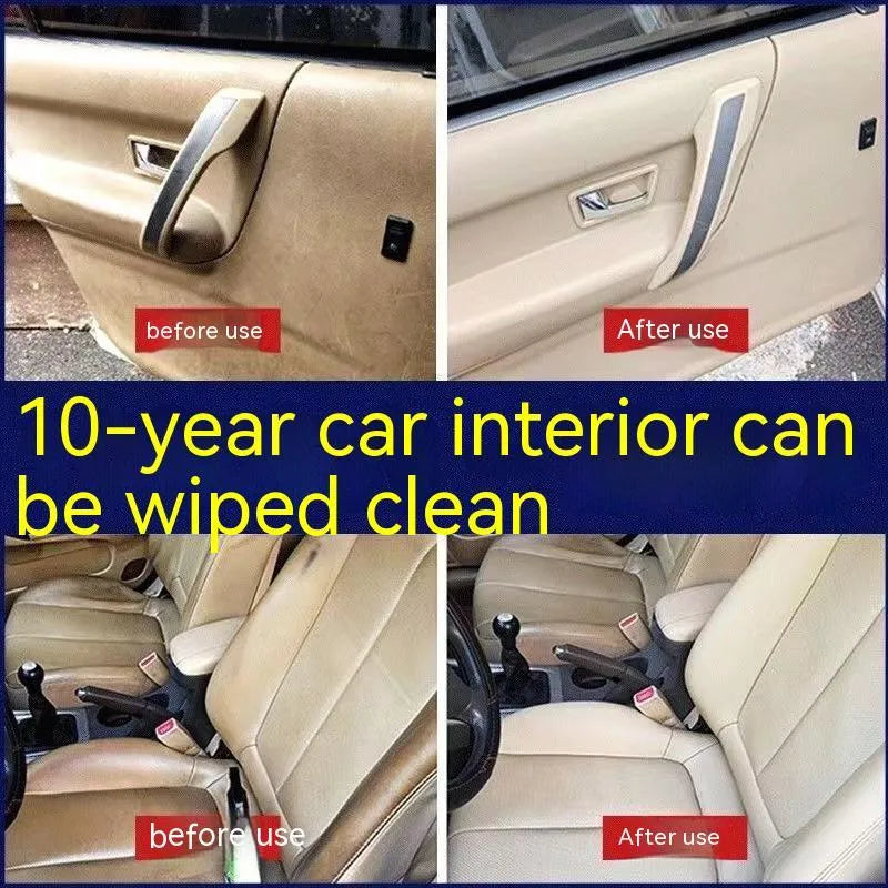UL ultrasonic fabric roof foam decontamination cleaner bottle with towel and sponge wipes for vehicle ceilings.