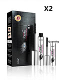 Waterproof rolling mascara tube in black with rotating brush for flake-free, long-lasting lashes