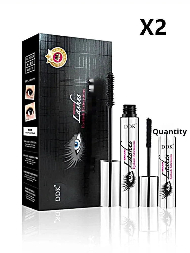 Waterproof rolling mascara tube in black with rotating brush for flake-free, long-lasting lashes