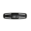 Black nylon child safety seat harness buckle clip for 5-point systems, measuring 14.5cm long.