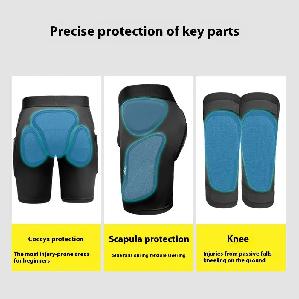 Skiing protective gear hip and knee pads with X-ray diffraction design for anti-fall cushioning