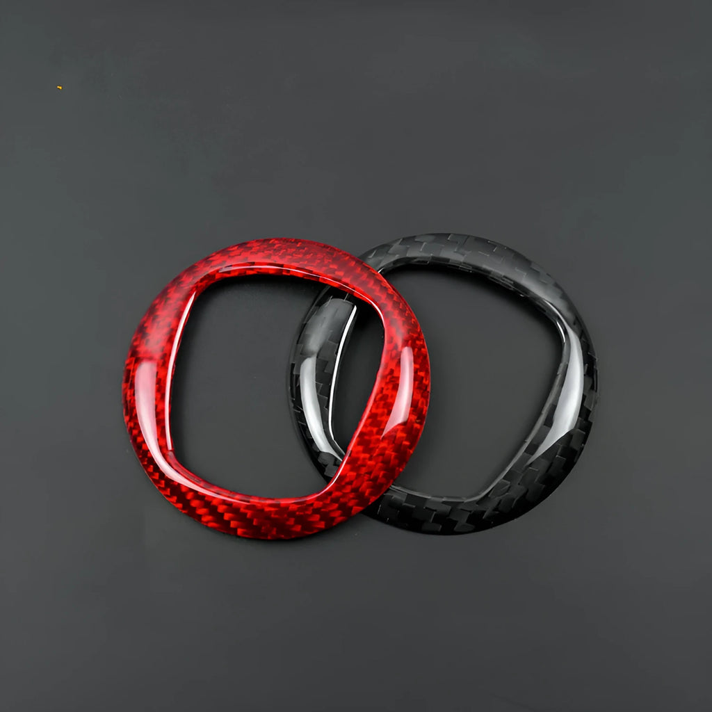 Real dry carbon carbon fibre decorative sticker frame for car steering wheel in black or red