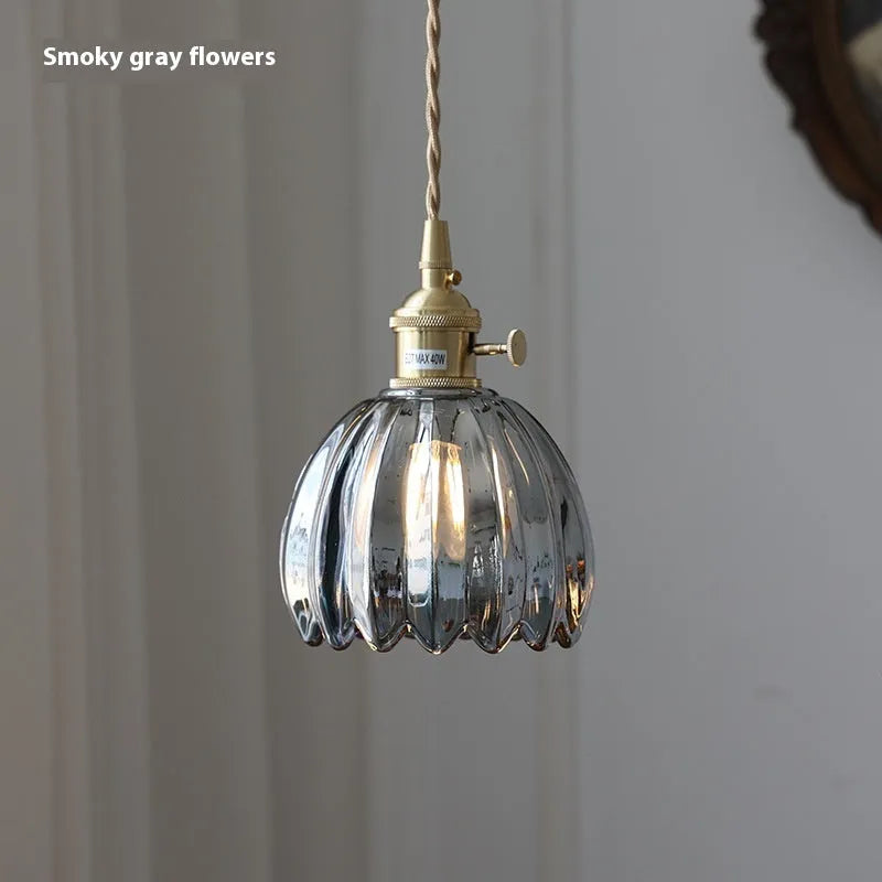 Vintage glass flower bedside chandelier in Nordic style with five colour options