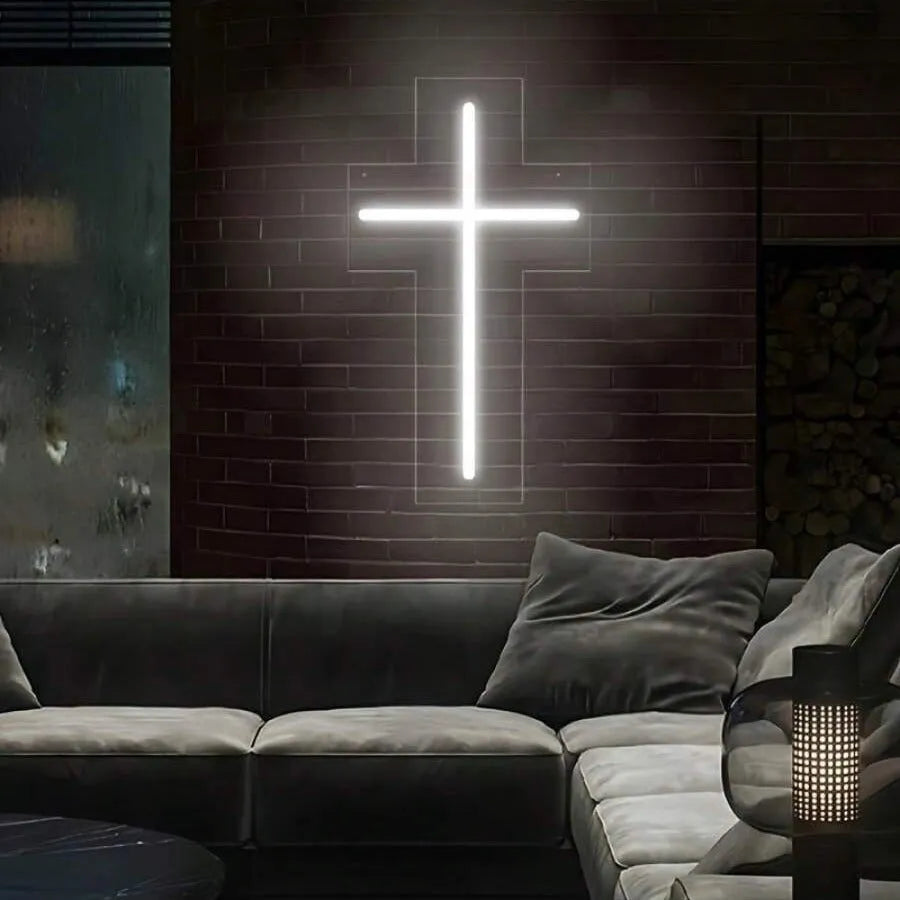 Neon cross glowing ambience light USB 5V powered modern simplicity word style 23cm or 40cm variants