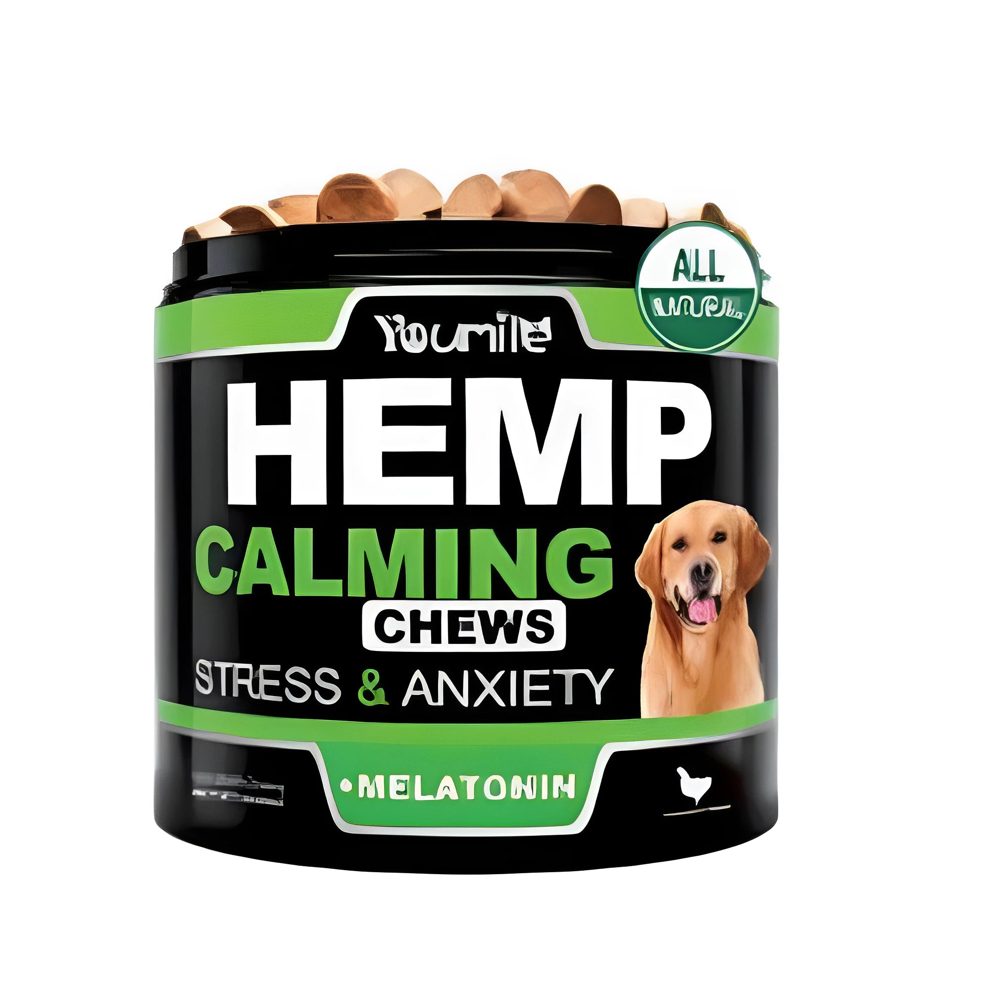 Pack of Calm Down and Chew chewable health supplement capsules, 120 count