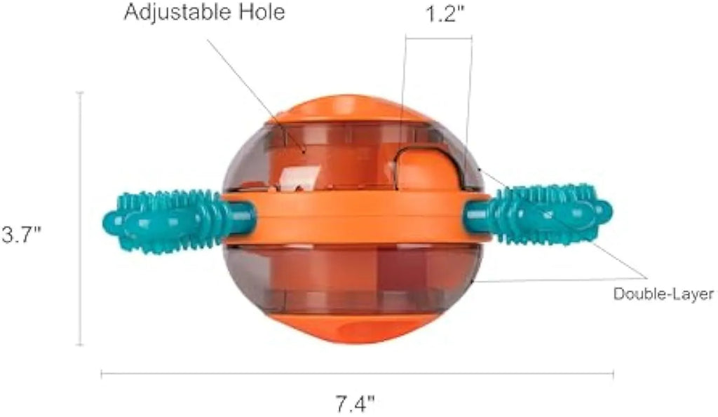 Blue interactive dog slow feeder toy with rubber bones for puppies and small medium dogs.