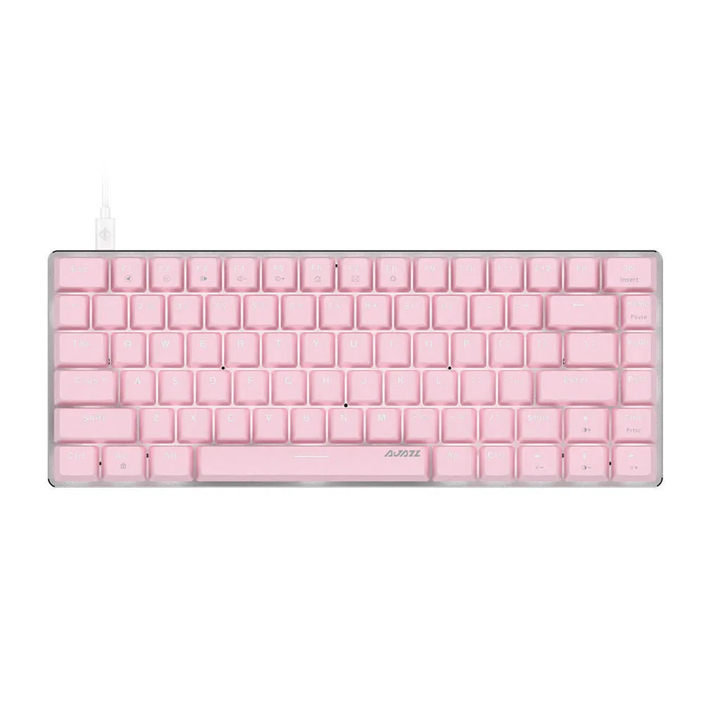 82 key mechanical keyboard with white backlight and metal casing, showing pink green and red switch options