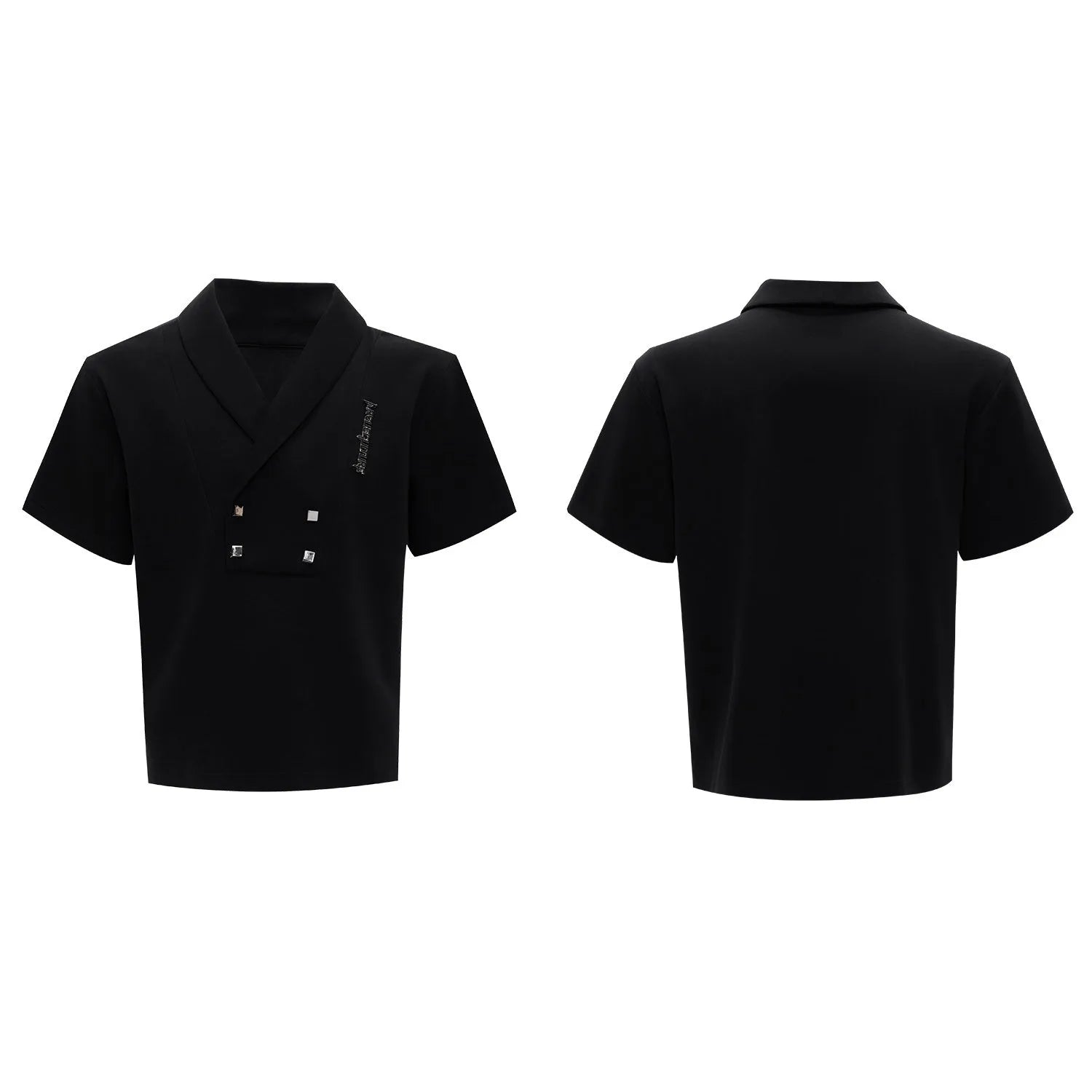 Men's dark grey metal embellished cotton sports suit with padded shoulder jacket and matching shorts