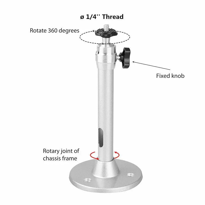 White aluminium wall-mounted projector bracket with 180mm specification and 6mm thread