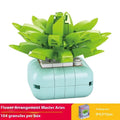 Plastic building blocks flower pot model in a colourful design for teenagers aged 7-14