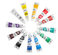 Set of twelve artist paint tubes in different colours for acrylic, gouache or watercolour painting