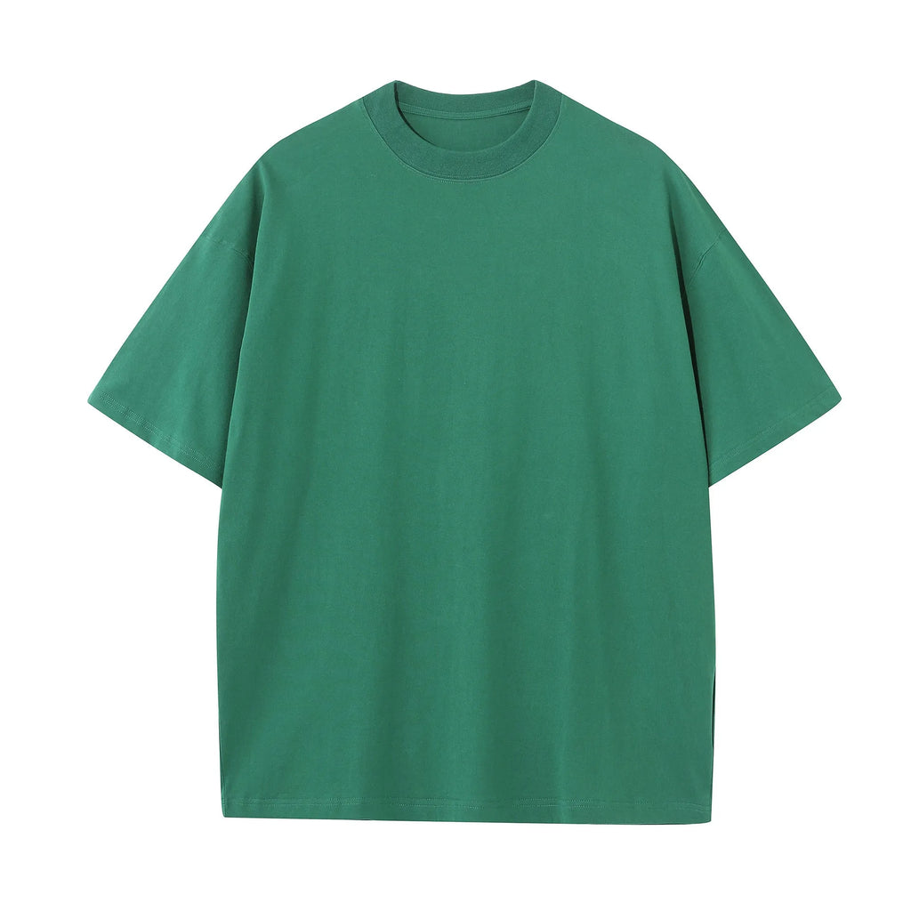 Men's pure cotton short sleeve round neck loose t-shirt in khaki colour