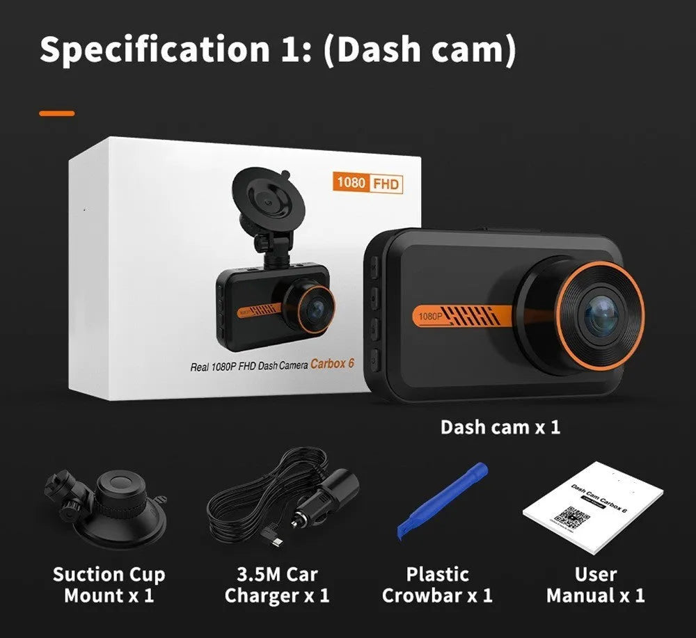 ThiEYE front and rear dash cam with 3-inch screen mounted on car windscreen