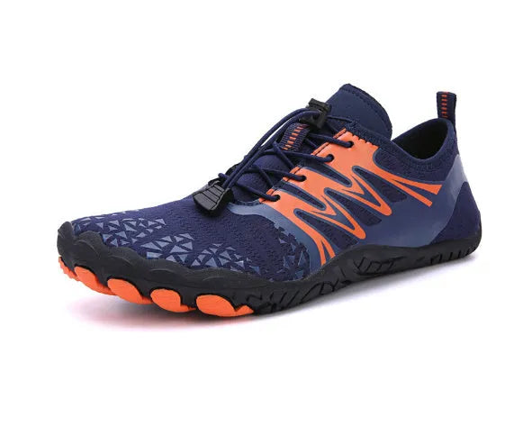 Breathable white and pink lace-up casual sports shoes with a rubber sole on a plain background.