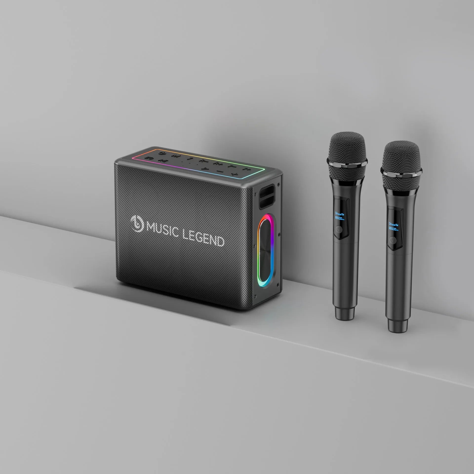 High-power outdoor karaoke Bluetooth audio with 100W dual microphone sound card in black