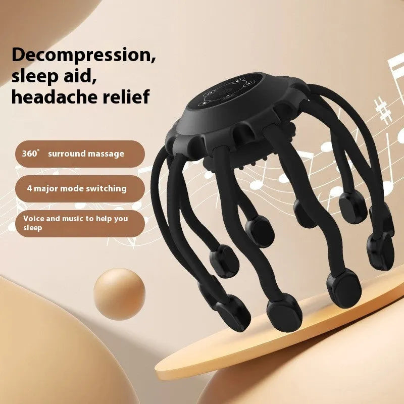 USB powered head massager with multiple claws for scalp vibration and relaxation