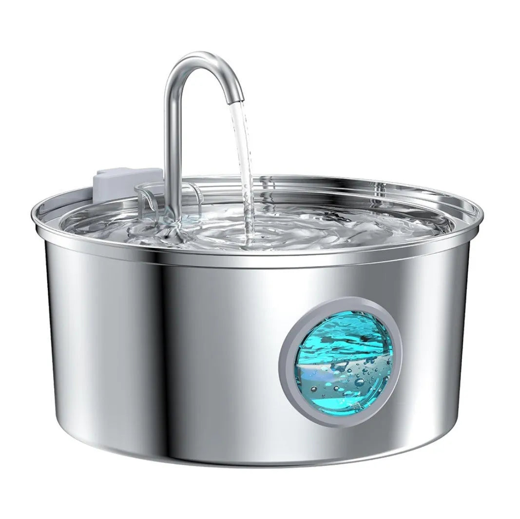 All stainless steel pet water dispenser round runway type large capacity for cats and dogs