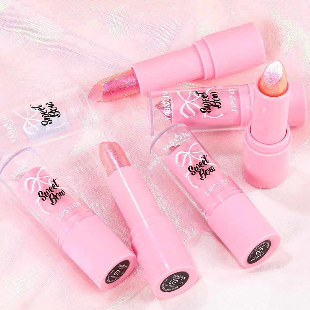 Sweetheart bow diamond lipstick in matte finish, showing six colour options.