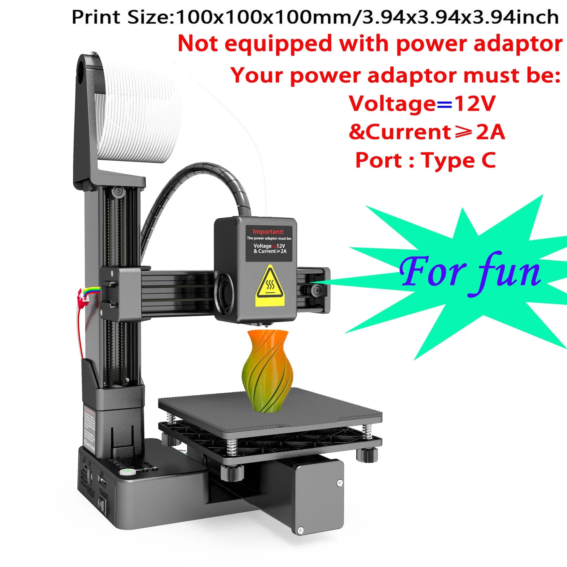 White EasyThreed K10 3D printer with 175mm build volume for TPU and PLA filaments
