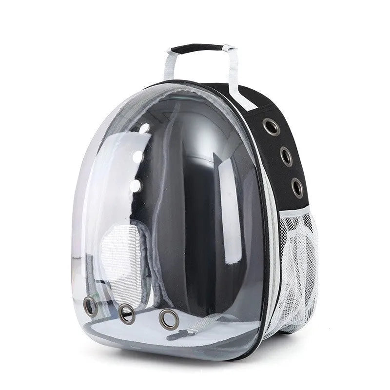 Grey PC hard-sided pet carrier bag with side-opening door, medium size for cats.