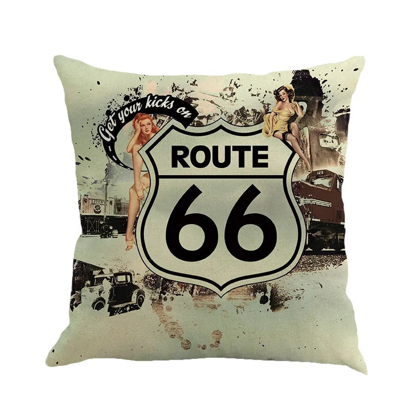 European style linen cushion cover with landscape pattern in one of six colour options