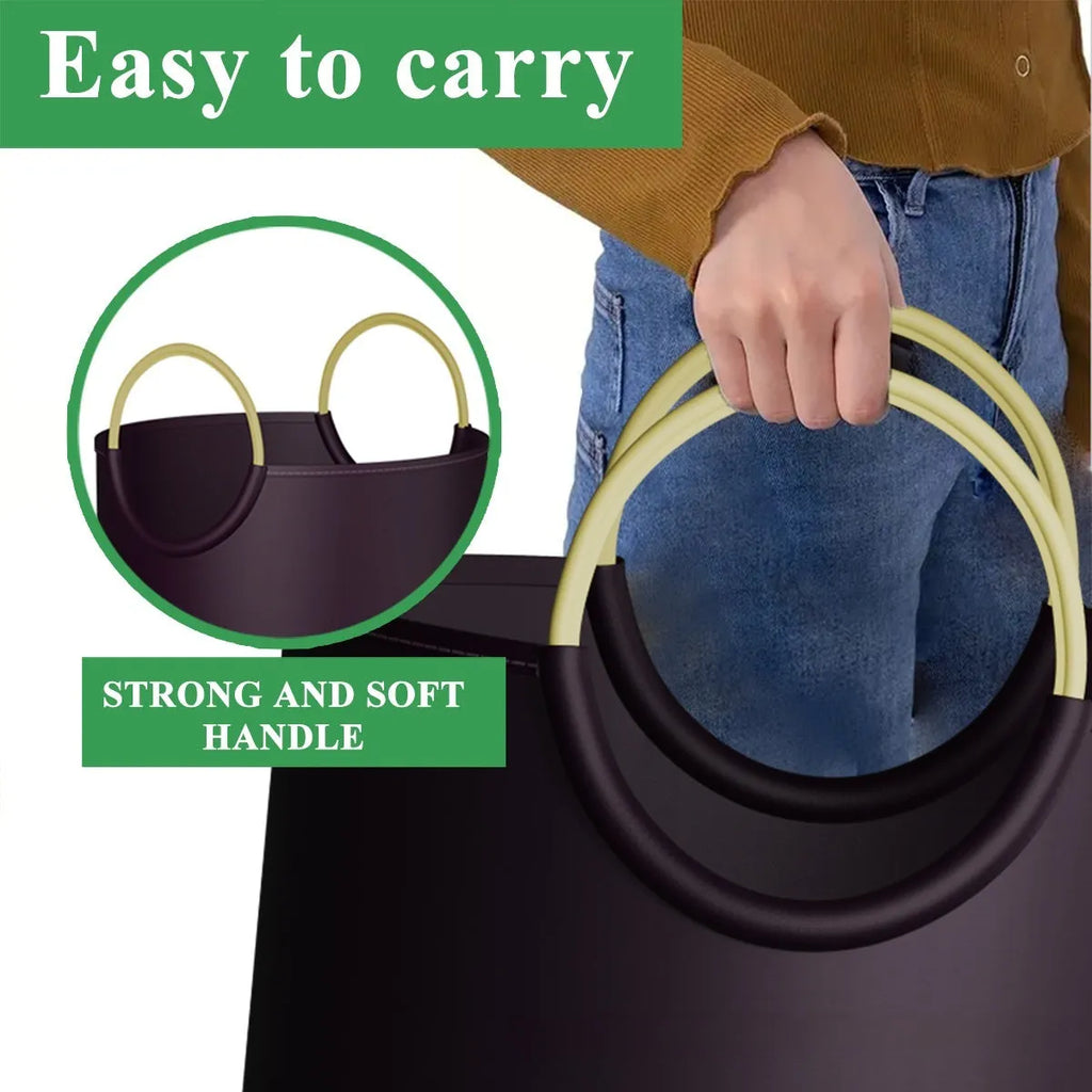 Round portable plastic trash can with optional patterned design, shown with dimensions 38cm by 72cm.