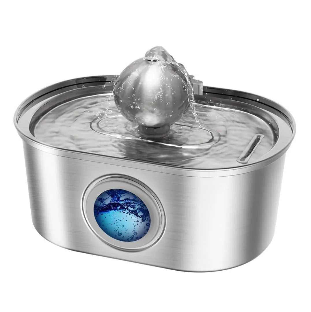All stainless steel pet water dispenser round runway type large capacity for cats and dogs