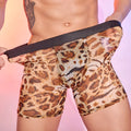 Men's leopard print boxer shorts made from nylon fabric in free size