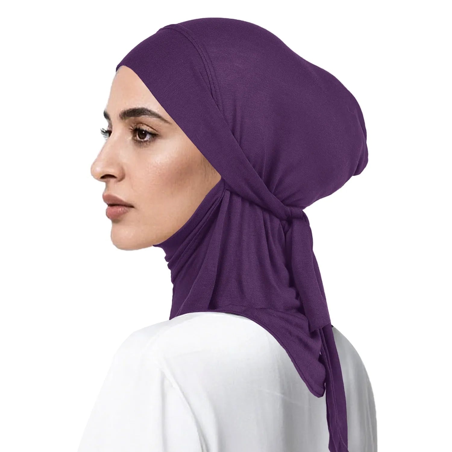 Women's hand-embroidered polyester dome crown headscarf in black – winter sun protection and warmth