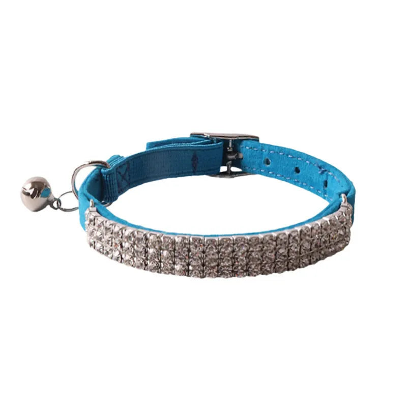 Flannel elastic cat collar with buckle fastening in six colour options showing gang drill detail