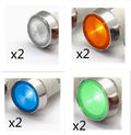 10mm stainless steel edge plastic indicator light with wire flat end connector in multiple colours.
