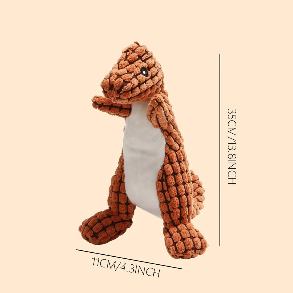 35 cm long dog chew toy with squeaker sound in grey, green or orange colours
