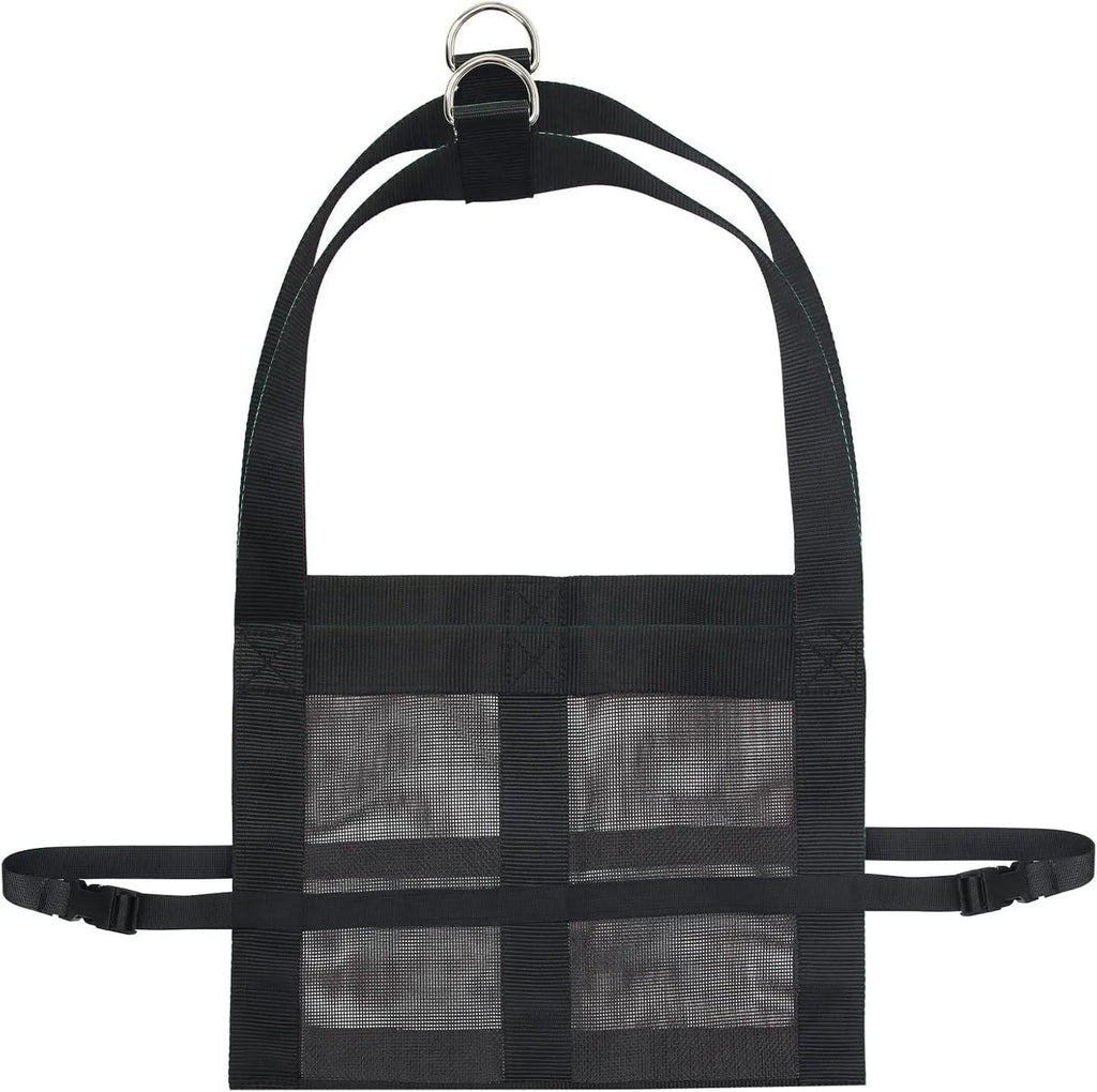 Large black nylon dog weighing sling measuring 150cm long with 35cm wide animal containment area