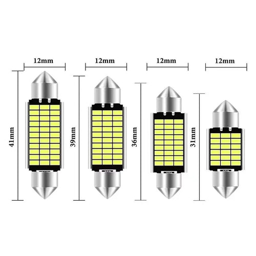 White aluminium double-tip car interior roof light for reading and license plate illumination.
