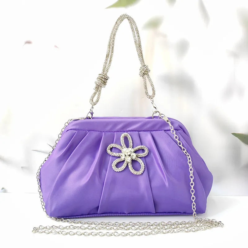 Women's large-capacity soft polyester shoulder messenger bag with chain accents and document compartment