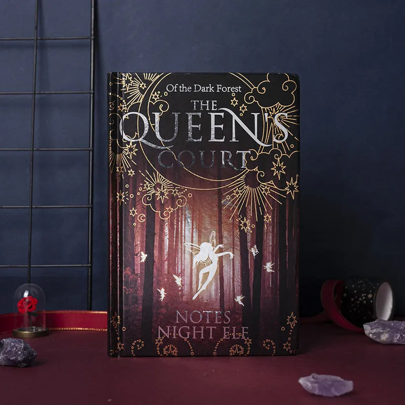A5 luminous hardcover notebook with full-colour illustrated pages in blue or purple