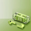 E90 model wireless sports earbuds in black, green, purple, or white colours with earplug design.
