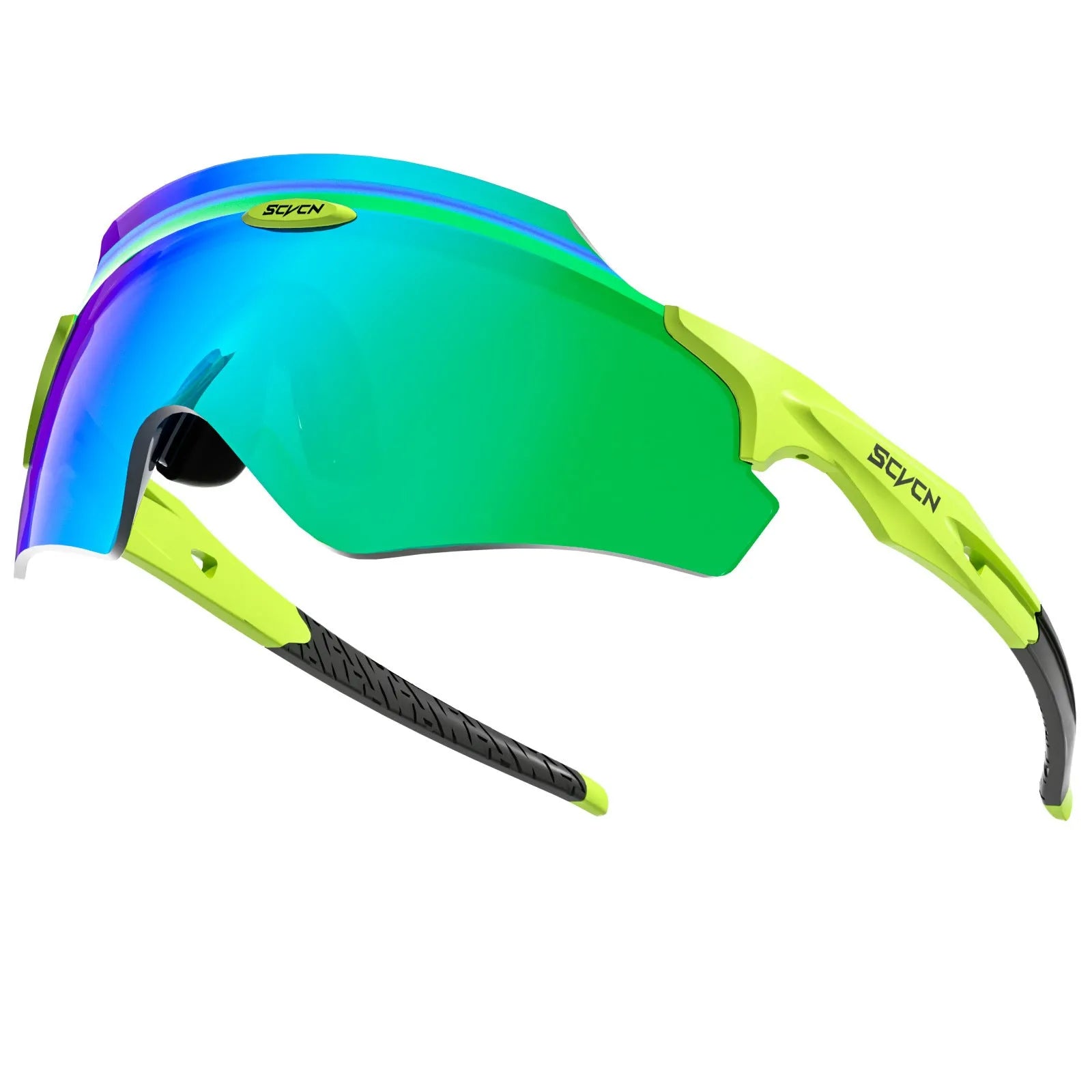 Frameless athletic windproof glasses with colourful integrated lens in sports design
