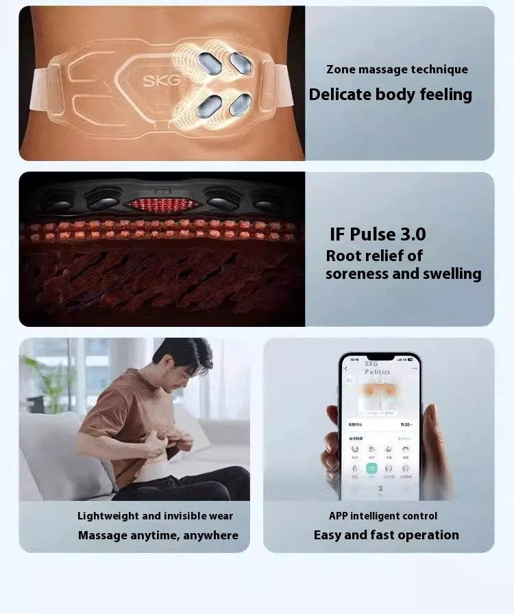 G7 luxury waist massage instrument with morning gold finish, USB powered, medium frequency pulse, three gears