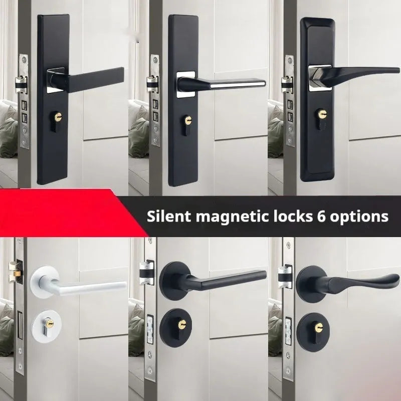Aluminium alloy split magnetic door lock handle for timber doors