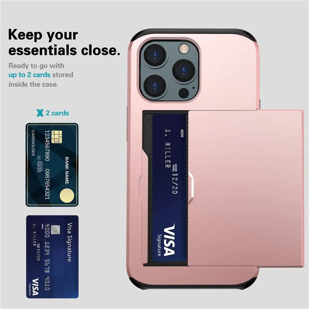 iPhone mobile phone case with sliding card cover in multiple colour options