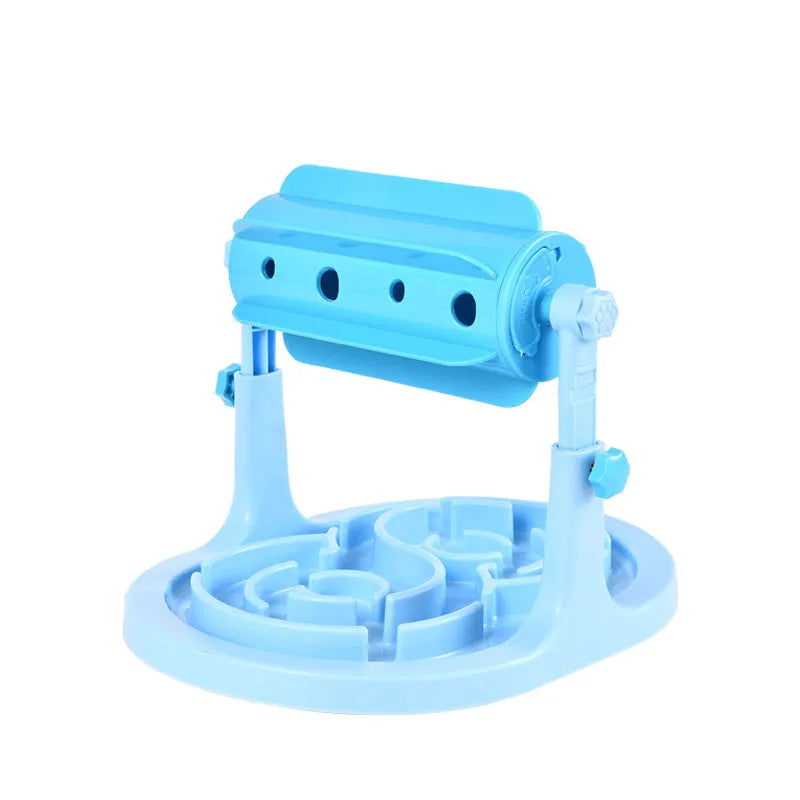 Interactive pet puzzle slow feeder bowl with adjustable height in blue green pink colours