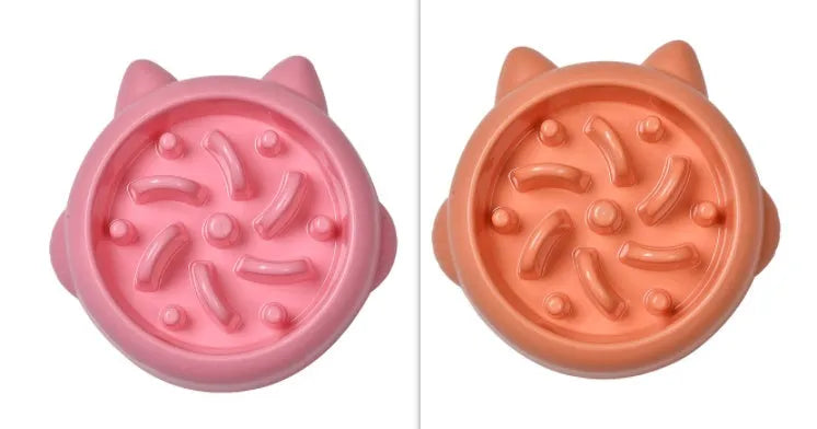 Green PP plastic slow feeder bowl for dogs with bone-shaped obstacles inside