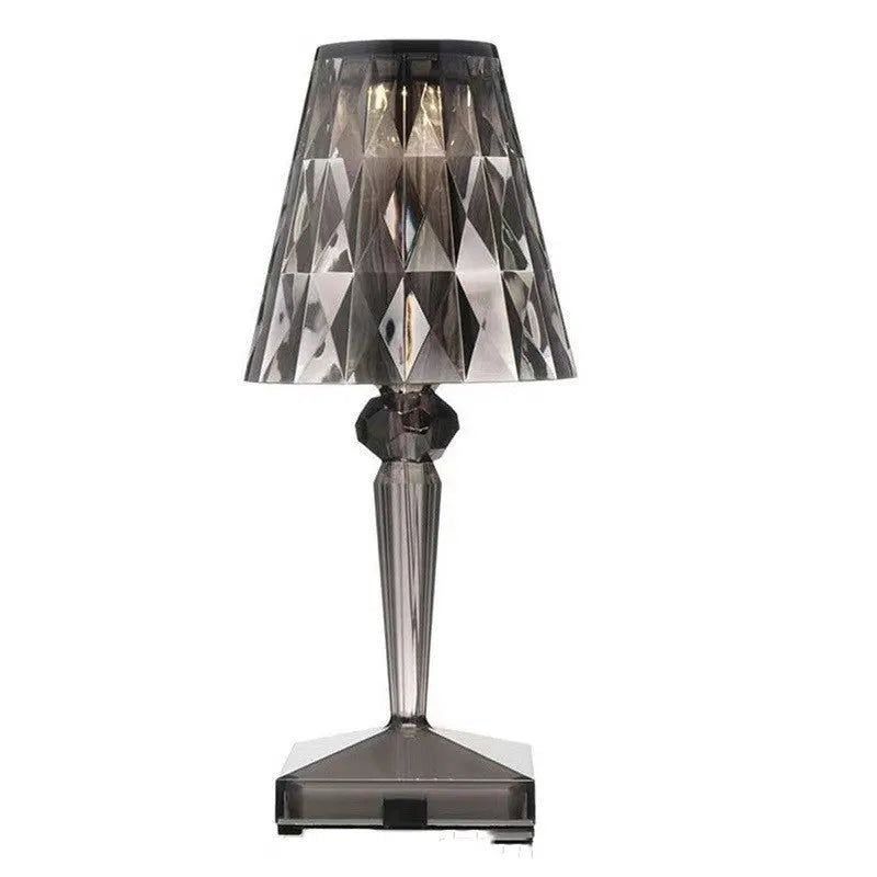 Rose gold plated portable touch projection night light with acrylic base and dimmable lighting
