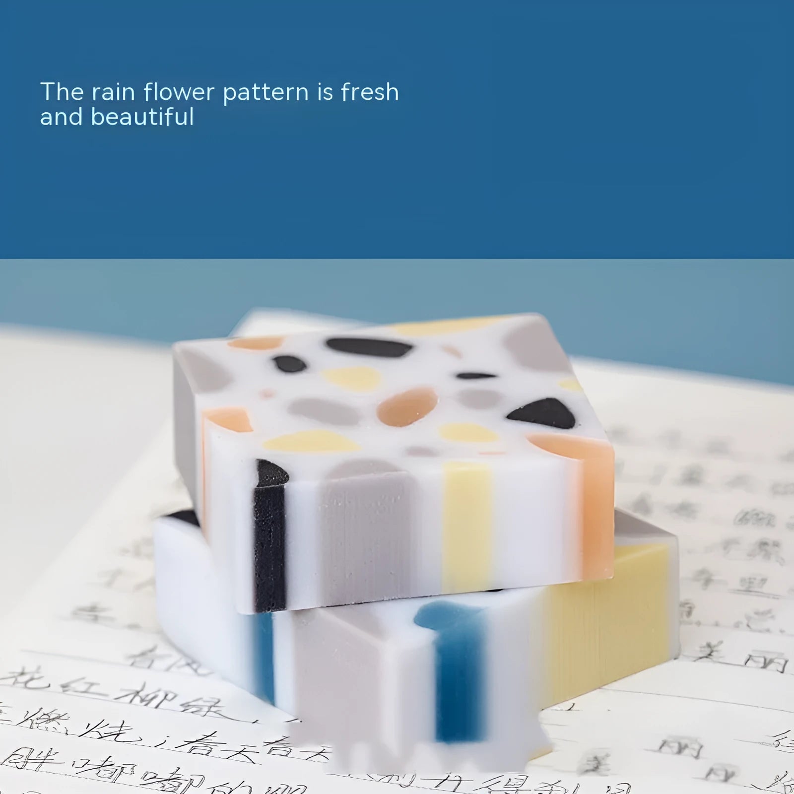 Single brick-shaped rubber eraser for students offering super clean traceless correction
